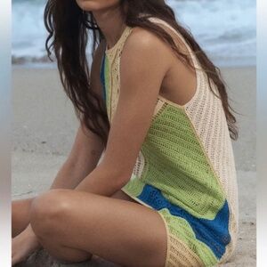 ZARA Colorful Crochet Dress Size Medium